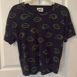 Bimba Y Lola Black and Green Graphic Tee